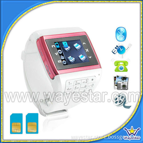 1.3'' touch Dual Sim 2G GSM Watch Phone 2G Memory